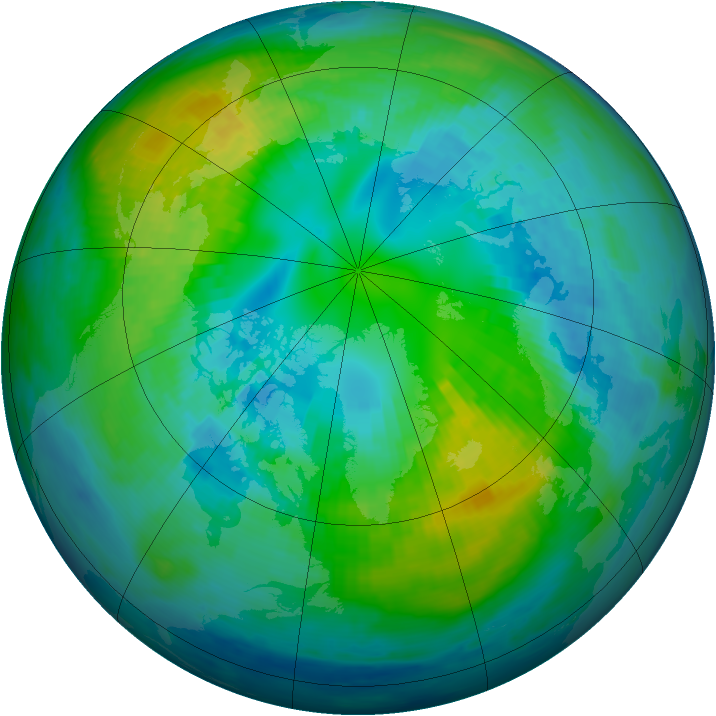 Arctic ozone map for 17 October 1987